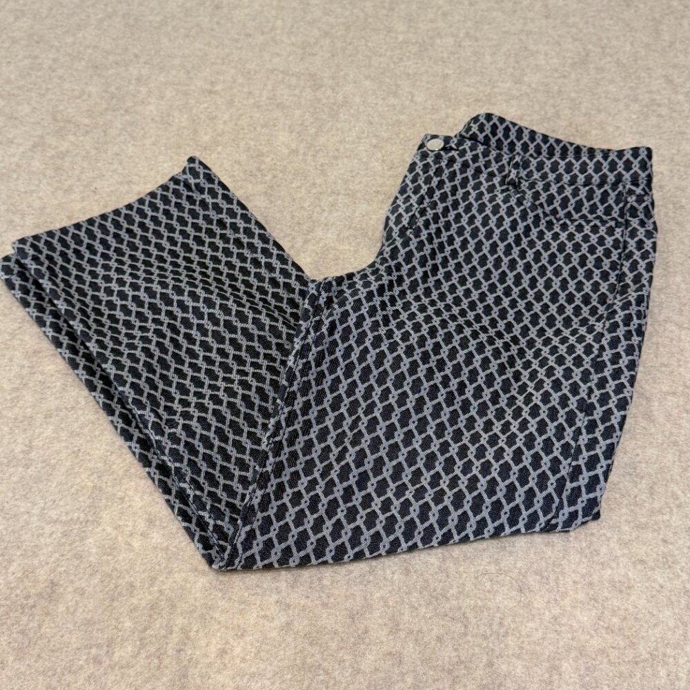 Doncaster Collection Blue Geometric Bootcut Pants Stretch Size 8 - Picture 13 of 13